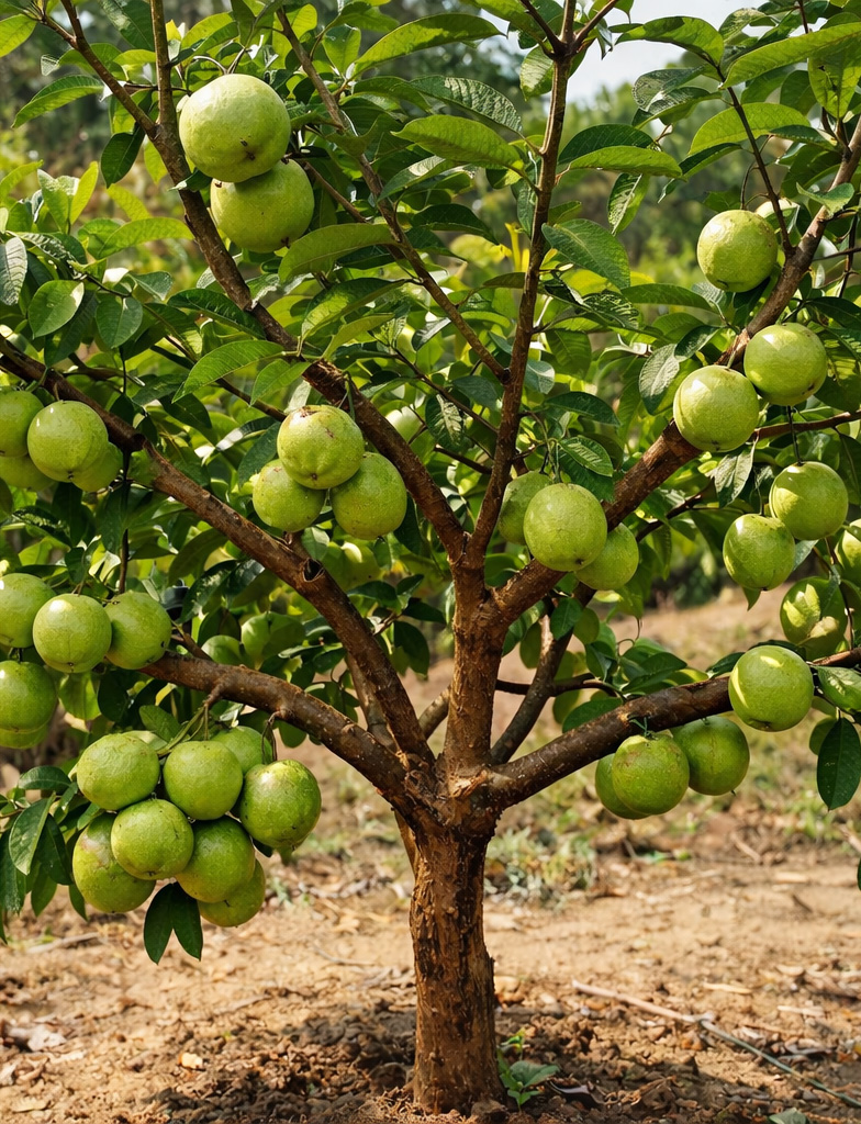 Healthy 2 to 3 year old guava plant branch selected for air layering propagation