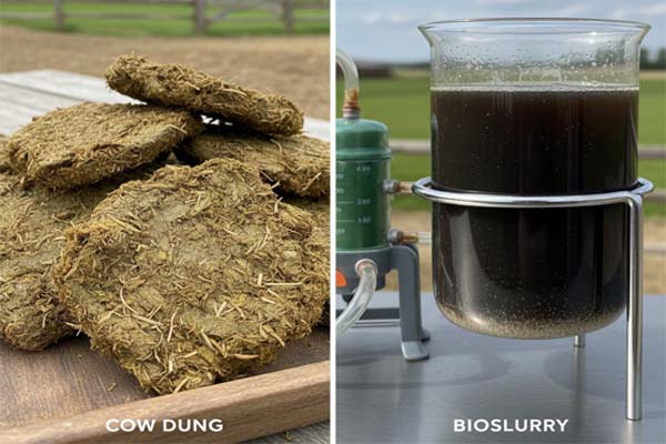 Comparison between cow dung manure and bioslurry used in crop cultivation