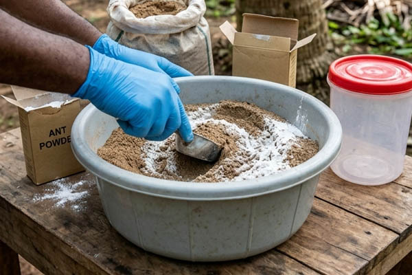 Preparation of sand and ant powder mixture