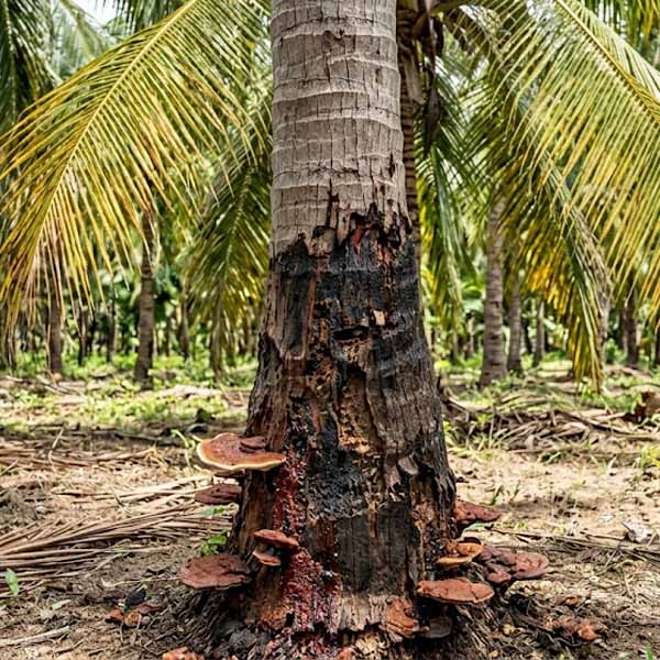 Thanjavur wilt symptoms in coconut tree