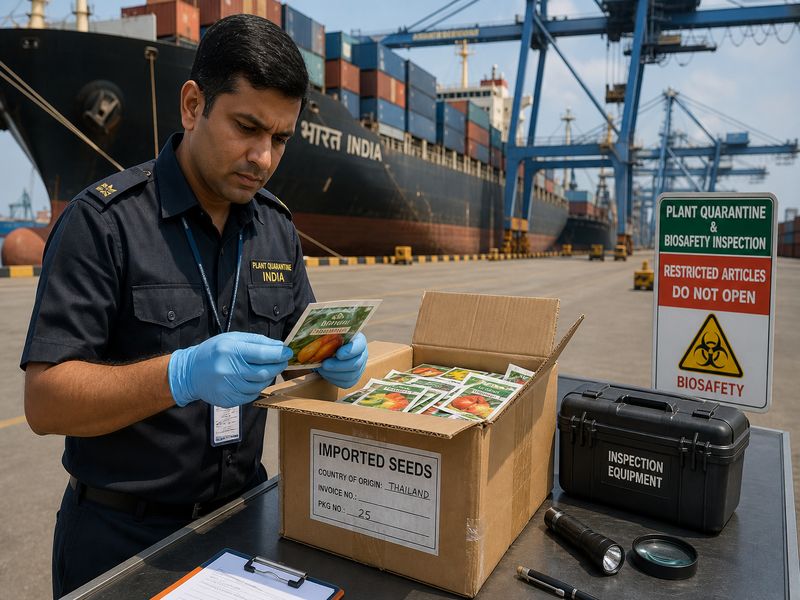 Biosafety inspection of imported seeds to prevent invasive species entry into India