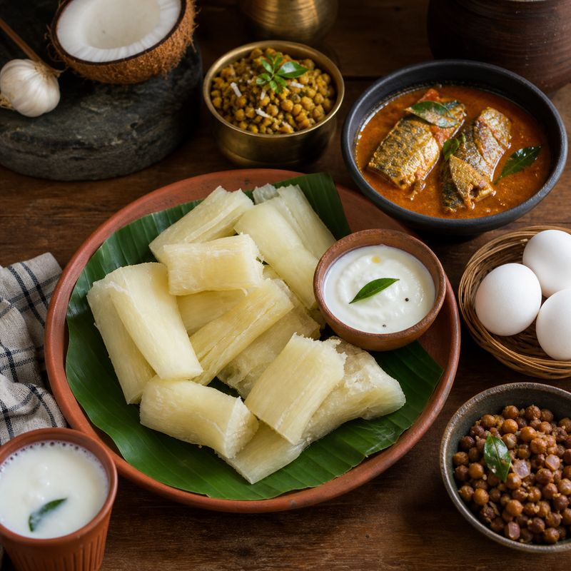 Boiled tapioca served safely with curd and protein-rich side dishes
