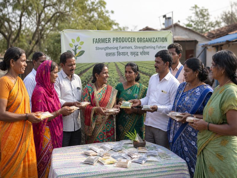 Farmers from a Farmer Producer Organization sharing and exchanging native seed varieties