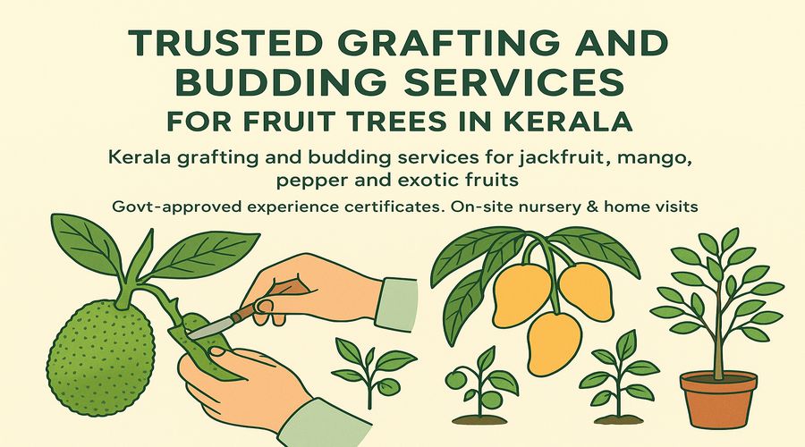 Grafting and budding fruit tree service in Kerala with on-site nursery and home visits