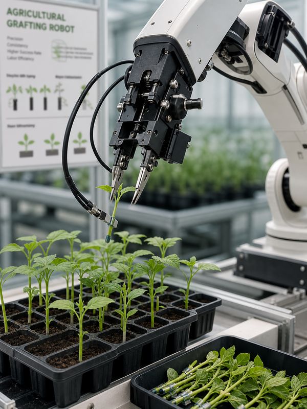 Grafting robot handling vegetable saplings for precision plant grafting research