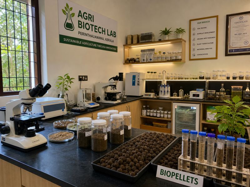Kebayo Innovations lab startup in Perinthalmanna where biopellet research and development is conducted