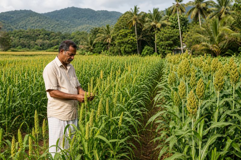 Millet cultivation field in Kerala supported by agriculture department financial assistance
