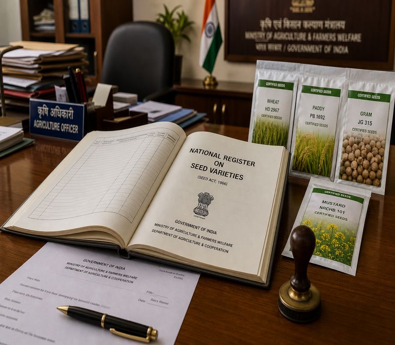 Seed registration process showing National Register on Seed Varieties India