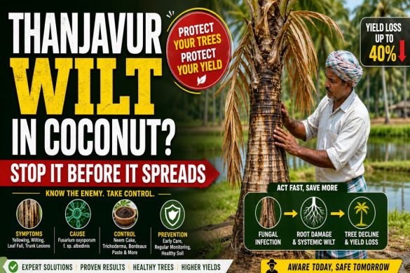 Coconut Tree Drying From Top? Causes, Thanjavur Wilt Treatment & Prevention