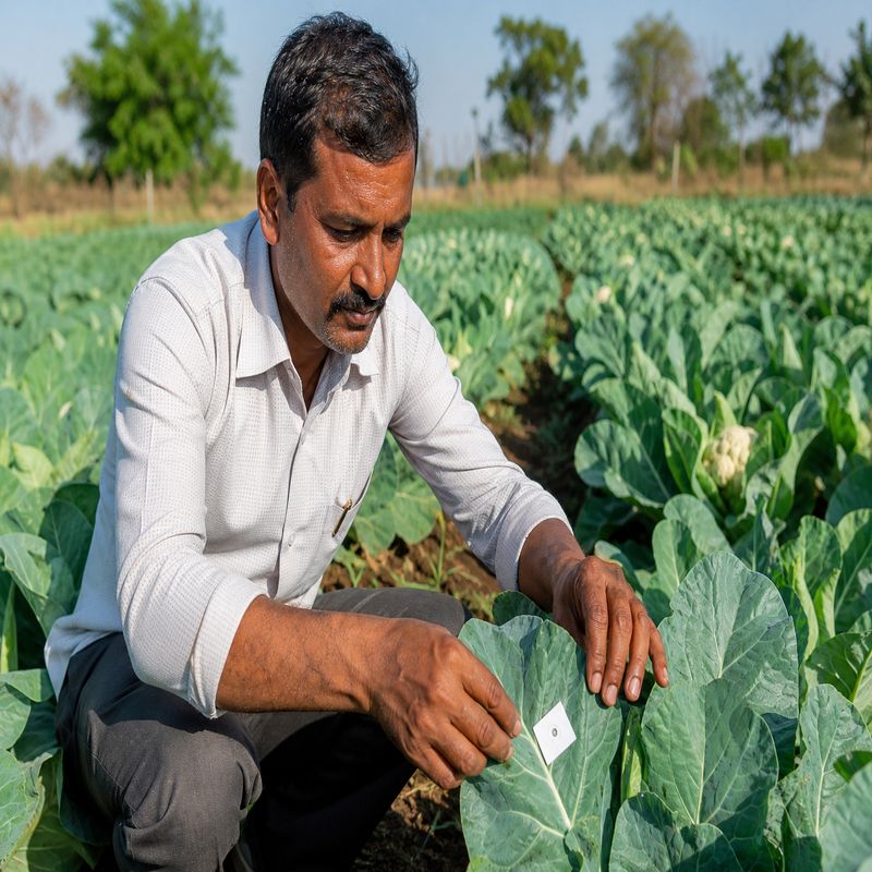 Trichogramma cards used for biological control of hairy caterpillars in cabbage and cauliflower