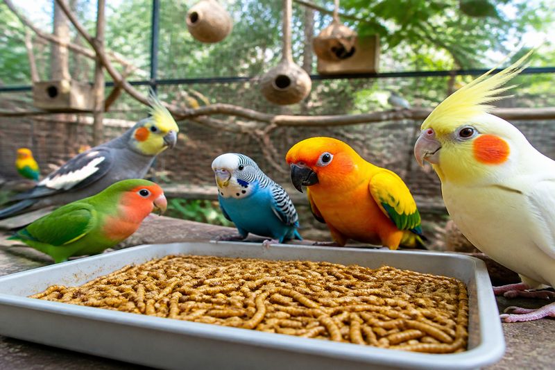 Protein-rich mealworms used as organic feed for pet birds and exotic pets