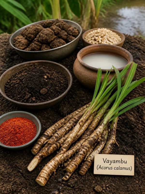 Fresh Vayambu rhizome and organic cultivation materials for Acorus calamus farming