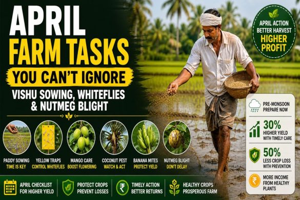 April Farm Tasks You Can’t Ignore: Vishu Sowing, Whiteflies & Nutmeg Blight