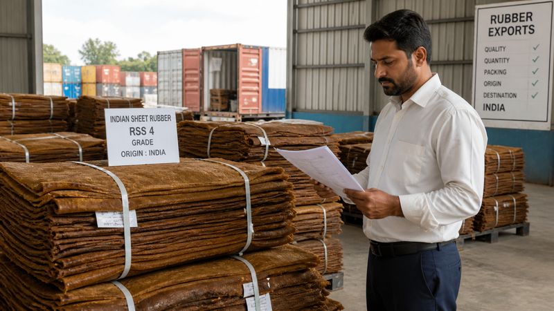 Indian sheet rubber export market price gap with rubber sheets ready for trade